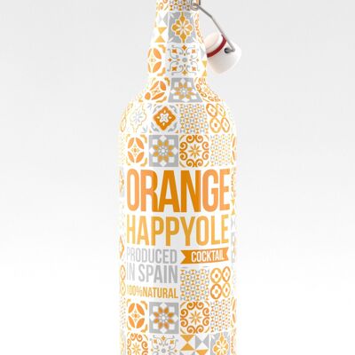 HAPPYOLE ORANGEN-COCKTAIL 100 % NATÜRLICH. MIT Orangenlikör, Macabeo-Weißwein, frisch gepressten Orangen-, Erdbeer- und Zitronensäften.