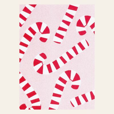 Carte Postale Risographie Candy Cane