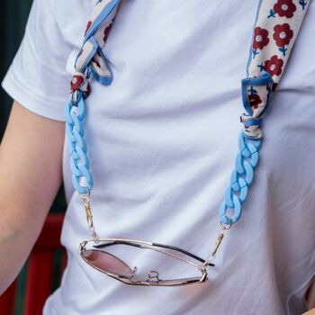 Écharpe en coton à imprimé floral blanc lecture porte-cordon de chaîne EyeGlass détachable 4