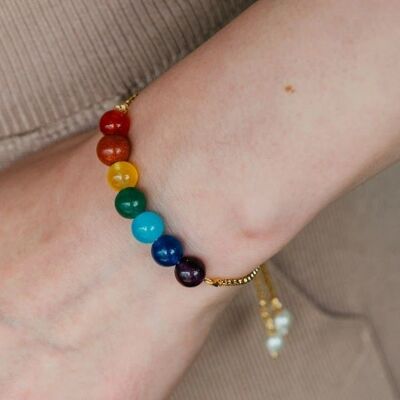 Bracelet réglable de guérison de Reiki en cristal d'équilibrage de 7 chakras véritable fait à la main