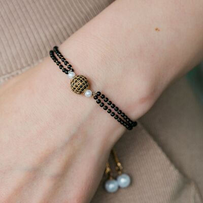 Indian Gold Plated Black Bead Everyday Mangalsutra Minimalist Nazaria Bracelet