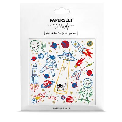 Space UFO Metallic Temporary Tattoo