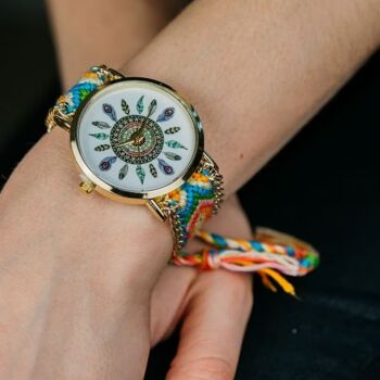 Boho Mandala Cadran Jute Tressé Bracelet Montre-Bracelet pour Femme 1