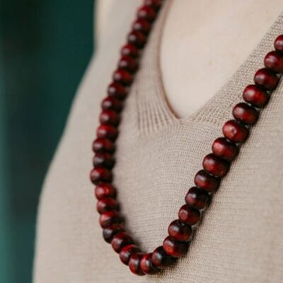 Rotes Sandelholz Quaste Japa Mala Halskette, Gebet Mantra 108 Perle Japa Mala, Yoga Perle Reiki Hindu Indische Halskette, tibetische Gebet Mala