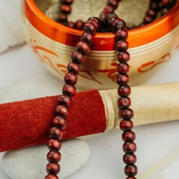 Collier Mala Japa pompon bois de santal rouge, prière Mantra 108 perle Japa Mala, Yoga perle Reiki hindou indien collier, Mala de prière tibétain 2