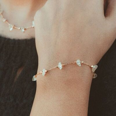 White Quartz Minimalist Healing Dainty Pink White Crystal Bracelet