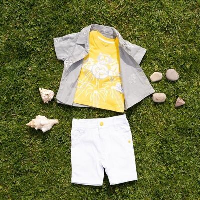 Baby boy's tank top, shirt and Bermuda shorts set