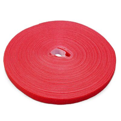LABEL THE CABLE Klettbandrolle doppelseitig Velour - LTC ROLL STRAP - 25m x 16mm - rot