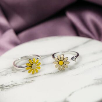 Bague florale délicate de marguerite de Fidget de méditation de tournesol tournante jaune 2