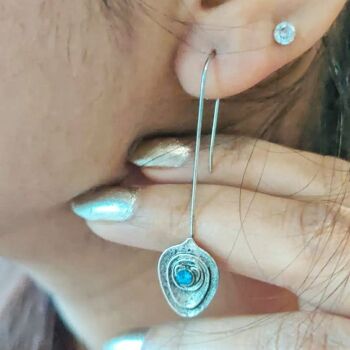 Boucle d'oreille à crochet hippie ovale en forme de coquille en métal multicouche rétro longue 3