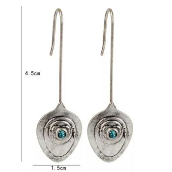 Boucle d'oreille à crochet hippie ovale en forme de coquille en métal multicouche rétro longue 5
