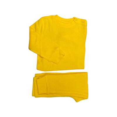 Leuchtend gelbes Waffel-Baumwollset