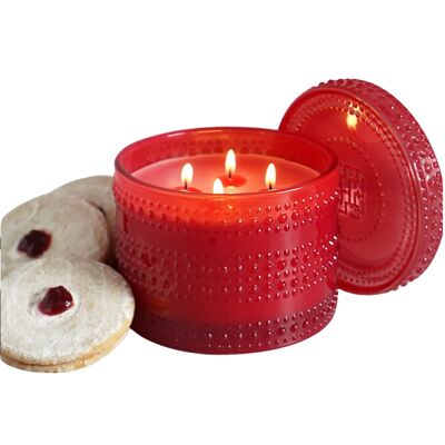 Bougie parfumée HOMEWORX 4 mèches 510g Edition Spéciale FRAMBOISE LINZER COOKIE