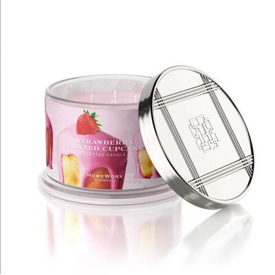 HOMEWORX 4 wick scented candle 510g STRAWBERRY GLAZED CUPCAKE