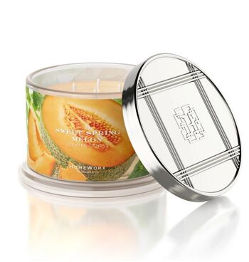 Bougie parfumée HOMEWORX 4 mèches 510g MELON PRINTEMPS DOUX