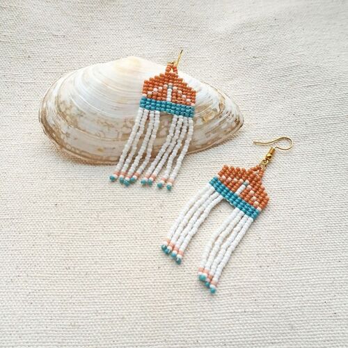 Folk, handmade Earrings - Terracotta