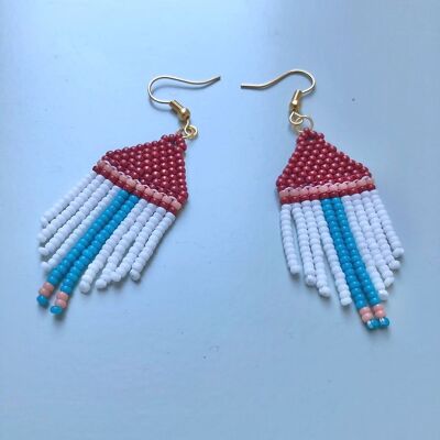 Folk, handmade Earrings - Red