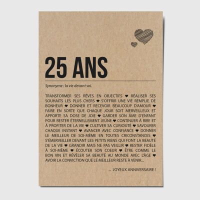 Carte postale anniversaire 25 ans