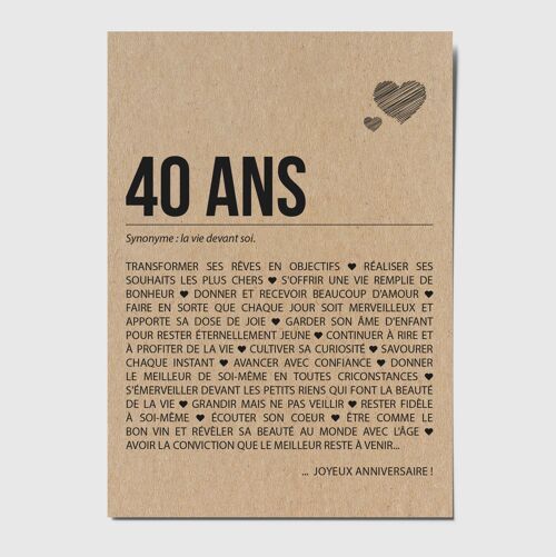 Carte postale anniversaire 40 ans