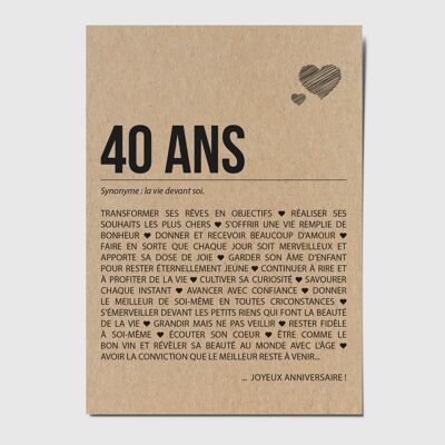 Cartolina per il 40° compleanno