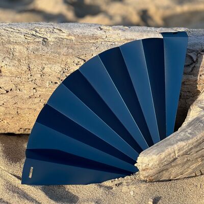 Fan, hand fan, dark blue opaque, self-closing, sustainable, waterproof