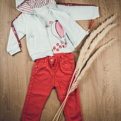 Conjunto de pantalón, chaqueta y camiseta de tirantes para bebé niña
