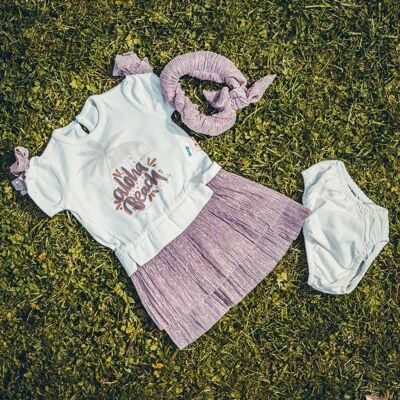 Baby-Mädchenkleid aus zwei Materialien