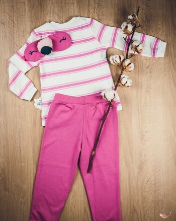 Pyjama mi-saison fille flamant rose 1