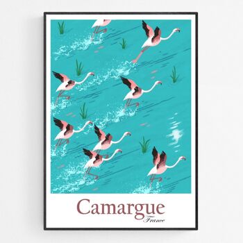 Poster Flamants roses dans le parc national de Camargue, France 1