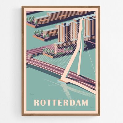 Poster Erasmusbrug in Rotterdam, Nederland