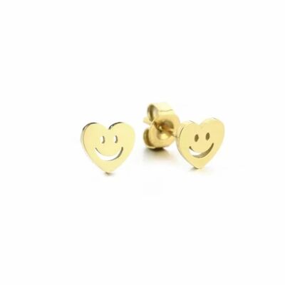 Earrings Heart Smile Silver & Gold