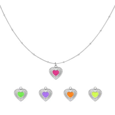 Necklace Heart Neon Silver