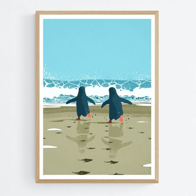 Poster Strand Pinguïns