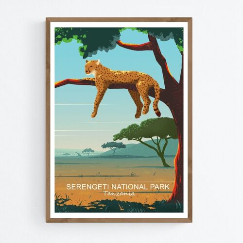 Poster Cheeta in Boom in Serengeti Nationaal Park in Tanzania