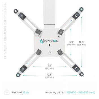 Support mural plafond projecteur projecteur ONKRON K3A Blanc 5