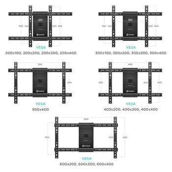 Support TV mural 40"-75" inclinable pivotant extensible ONKRON M6L Noir 6