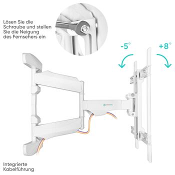 Support TV mural 40"-75" inclinable pivotant extensible ONKRON M6L blanc 4