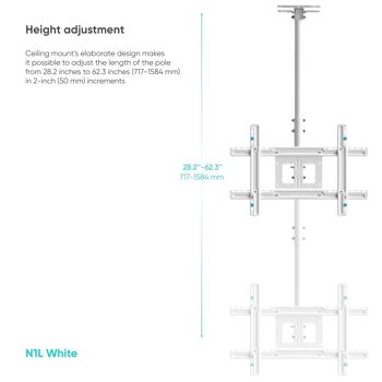 Support TV plafond 32-80 pouces ONKRON N1L Blanc 3