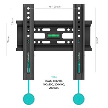 Support TV Mural 17"-43" Fixe sans Inclinaison, Pivotant ONKRON FM1 Noir 3