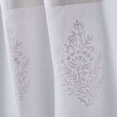 Cream curtain with white block prints