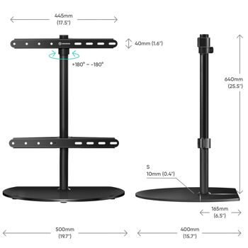 Support de table TV 32-65 pouces jusqu'à 35 kg pivotant PT2 noir 6
