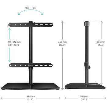 Support de table TV 32-75 pouces pivotant jusqu'à 40 kg PT3 Noir 4