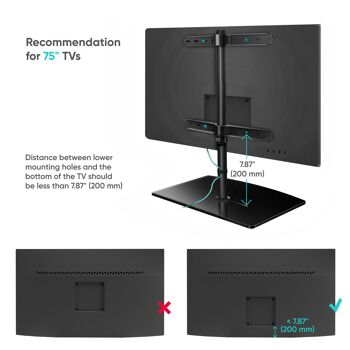 Support de table TV 32-75 pouces pivotant jusqu'à 40 kg PT3 Noir 7