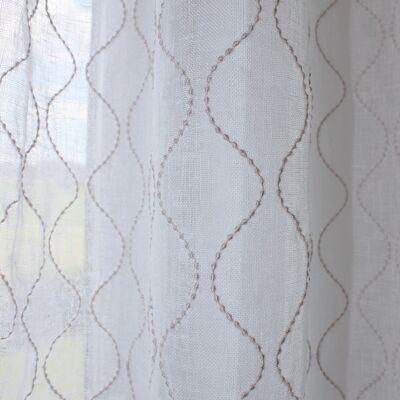 Curtain 110x260cm made of linen gauze cream with wave pattern