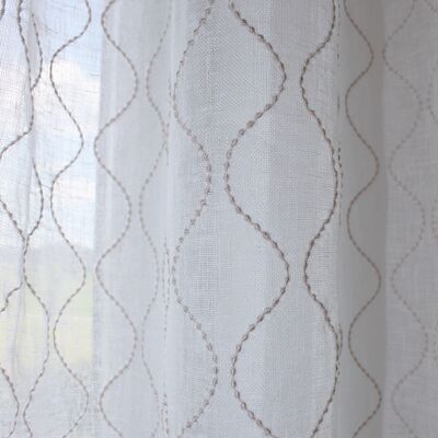 Curtain 110x260cm made of linen gauze cream with wave pattern