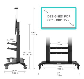 Meuble TV Mobile pour 60-100 pouces ONKRON TS2811 Noir 6