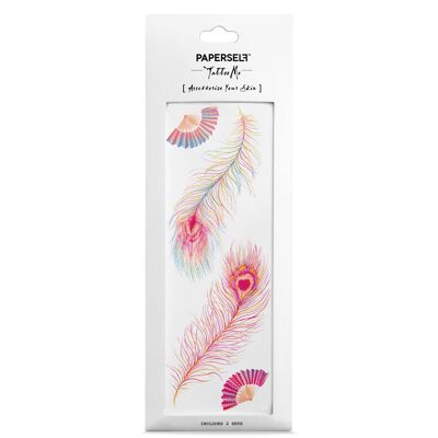 Pink Feathers Temporary Tattoo