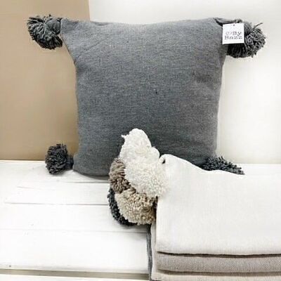 Housse de Coussin Pompon Carré