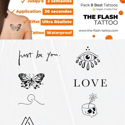 🔥✒️ Paquete de expresiones urbanas: 8 tatuajes temporales energéticos para clientes de moda 🔥✒️