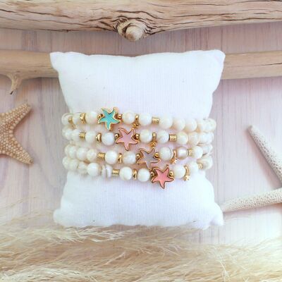 Mother of Pearl Enamel Starfish Bracelet